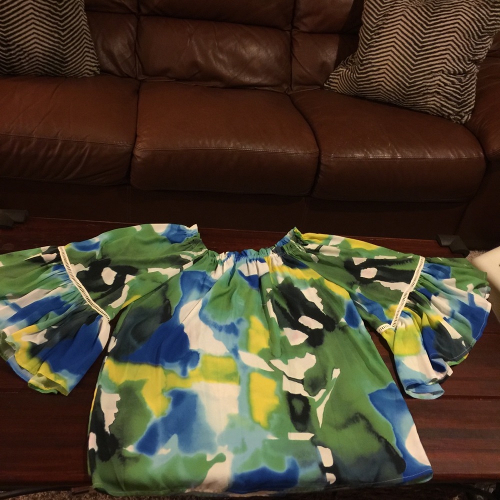 Wide full ruffle statement sleeves off shoulder